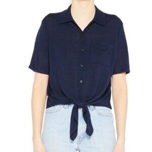 Theory Hekanina Navy Sea Slub Shirt